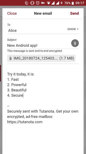 Додаток Tutanota - Free secure email для Андроїд, скачати безкоштовно програми для планшетів і телефонів.