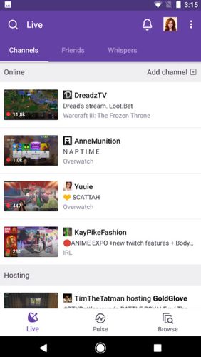 Twitch app for Android, download programs for phones and tablets for free.