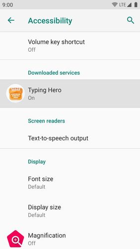 アンドロイドの携帯電話やタブレット用のプログラムTyping hero: Text expander, auto-text のスクリーンショット。
