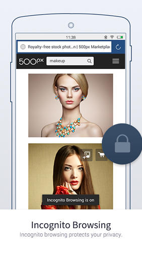 Screenshots des Programms UC Browser: Mini für Android-Smartphones oder Tablets.