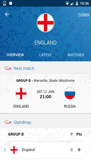 アンドロイド用のアプリUEFA Euro 2016: Official App 。タブレットや携帯電話用のプログラムを無料でダウンロード。