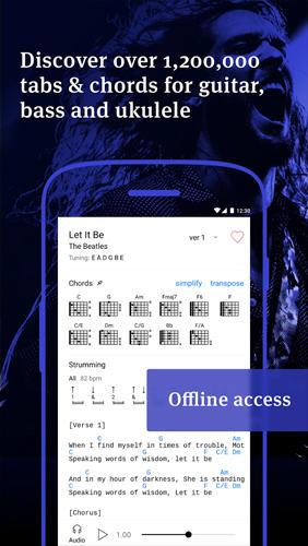Ultimate Guitar: Tabs and Chords を無料でアンドロイドにダウンロード。携帯電話やタブレット用のプログラム。