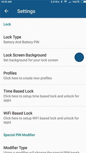 Скріншот додатки Ultra lock для Андроїд. Робочий процес.