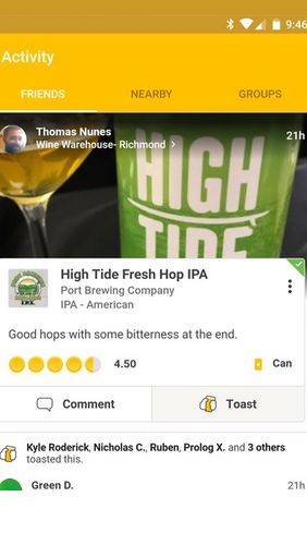 Capturas de tela do programa Untappd - Discover beer em celular ou tablete Android.