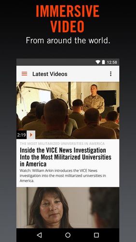 Додаток VICE news для Андроїд, скачати безкоштовно програми для планшетів і телефонів.