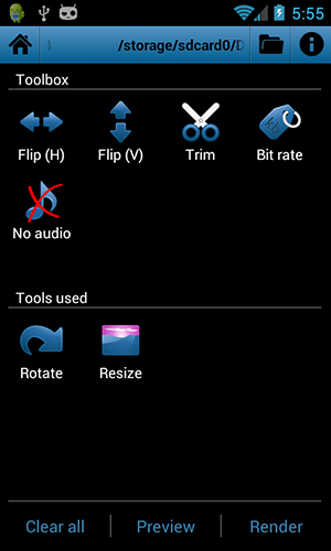 Screenshots of Video toolbox editor program for Android phone or tablet.