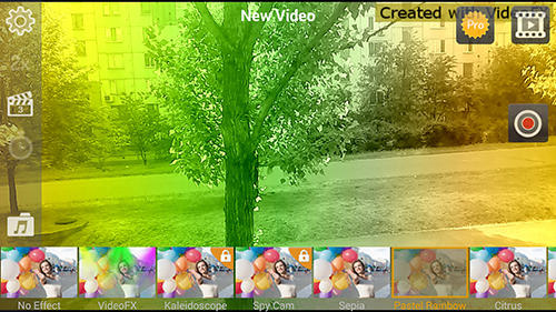 Les captures d'écran du programme Video FX music video maker pour le portable ou la tablette Android.