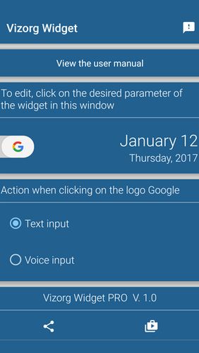 Aplicativo Vizorg widget para Android, baixar grátis programas para celulares e tablets.