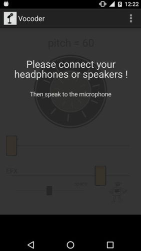 Скріншот програми Vocoder на Андроїд телефон або планшет.