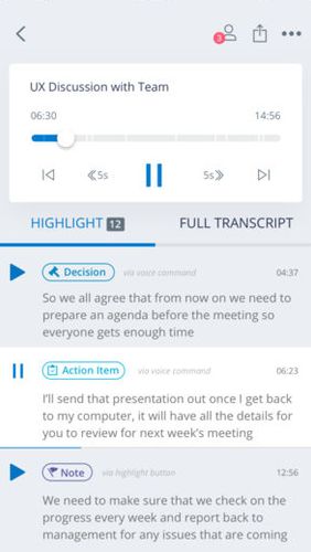 Screenshots of Voicera - Note taker program for Android phone or tablet.