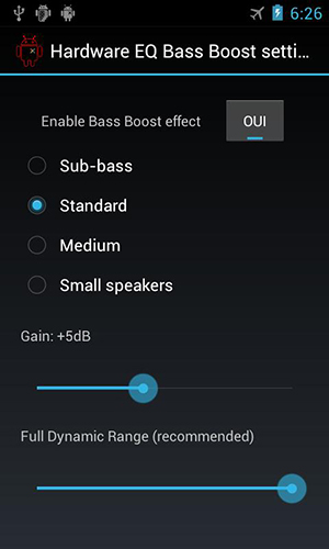 Screenshots des Programms Voodoo sound für Android-Smartphones oder Tablets.