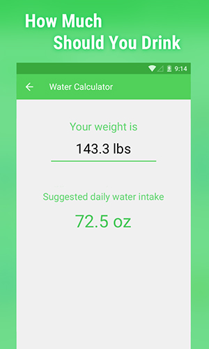 Les captures d'écran du programme Water drink reminder pour le portable ou la tablette Android.