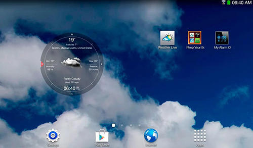 Capturas de pantalla del programa iPhone weather para teléfono o tableta Android.