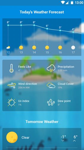 Скріншот програми Weather and clock widget на Андроїд телефон або планшет.