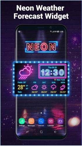 Бесплатно скачать программу Neon weather forecast widget на Андроид телефоны и планшеты.