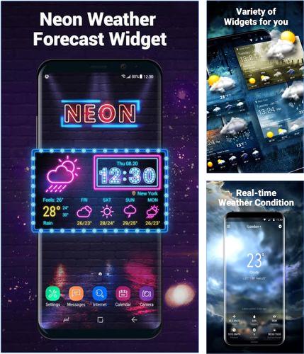 Бесплатно скачать программу Neon weather forecast widget на Андроид телефоны и планшеты.