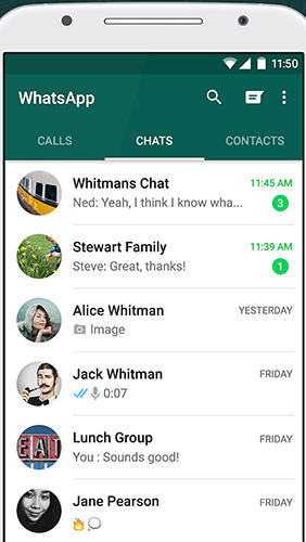 Laden Sie kostenlos WhatsApp messenger für Android Herunter. Programme für Smartphones und Tablets.
