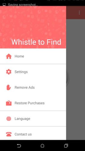 Les captures d'écran du programme Whistle to find pour le portable ou la tablette Android.