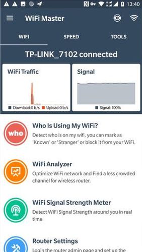 Baixar grátis WiFi router master - WiFi analyzer & Speed test para Android. Programas para celulares e tablets.