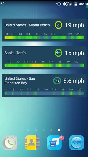 Les captures d'écran du programme WINDY: Wind forecast & marine weather pour le portable ou la tablette Android.