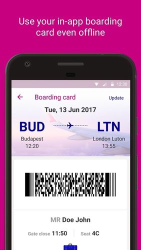 Screenshots of Wizz air program for Android phone or tablet.