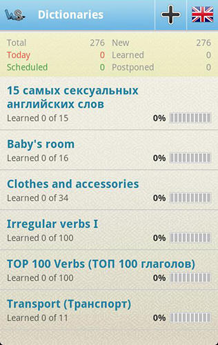 Capturas de pantalla del programa ABBYY Lingvo dictionaries para teléfono o tableta Android.