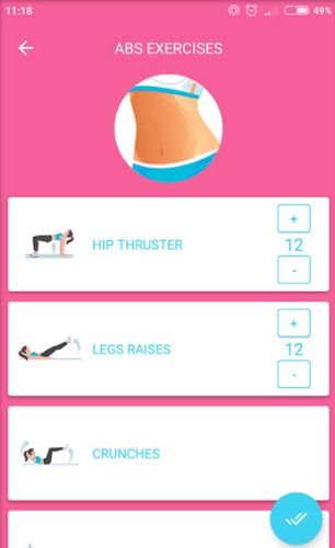 Screenshots des Programms Workout abs für Android-Smartphones oder Tablets.