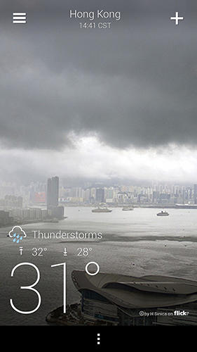 Capturas de tela do programa Yahoo weather em celular ou tablete Android.