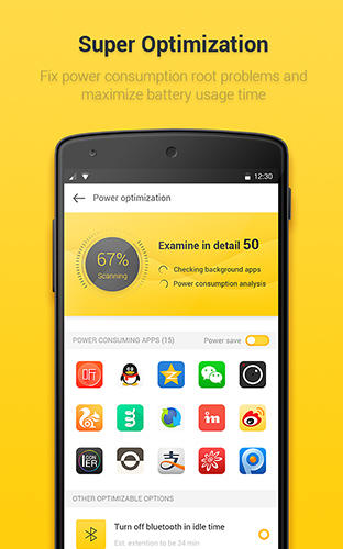 Screenshots des Programms Yellow battery für Android-Smartphones oder Tablets.