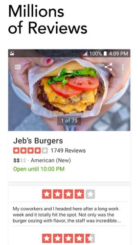 Application Yelp: Food, shopping, services pour Android, télécharger gratuitement des programmes pour les tablettes et les portables.