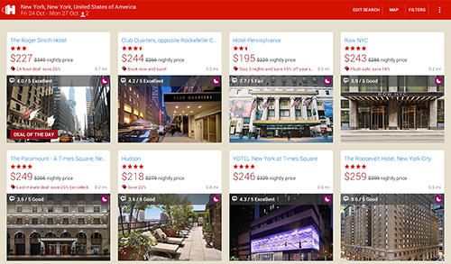Aplicación Hotels.com: Hotel reservation para Android, descargar gratis programas para tabletas y teléfonos.