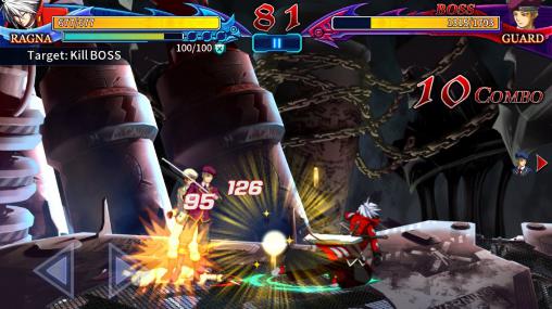 Blazblue: Revolution reburning. Fighting: capturas de pantalla del juego para Android. Jugabilidad Azul ardiente: Llamas de la revolución. Lucha. Capturas de pantalla de Blazblue: Revolution reburning. Fighting para tabletas y teléfonos Android.