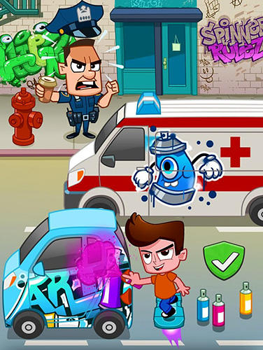 City vandal: Spray and run - Screenshots do jogo para Android. Jogabilidade do Vandalismo da cidade: Desenhar e correr. Screenshots do City vandal: Spray and run - Perigoso para tablet e celular Android.