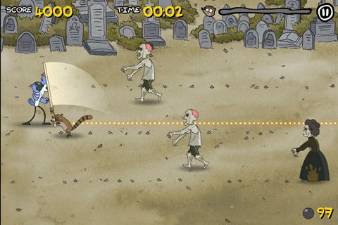 Regular show: Nightmare-athon - iPhone ゲームのスクリーンショット。 ゲームプレイレギュラーショー: ナイトメア アソン。 iPhone、iPad または iPod 用Regular show: Nightmare-athonゲームのスクリーンショット。