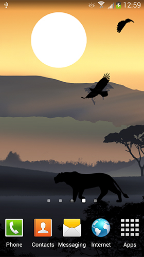 Fondos de pantalla animados a African sunset para Android. Descarga gratuita fondos de pantalla animados Puesta de sol africana.