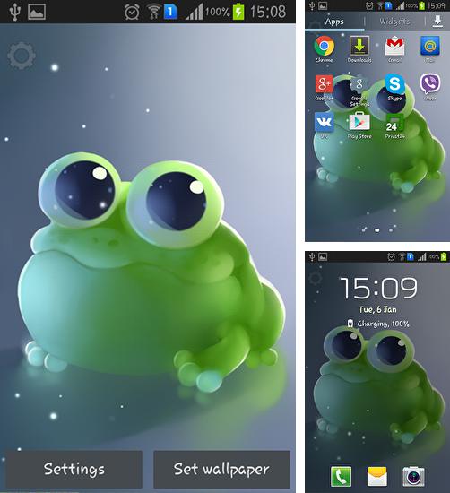 Дополнительно к живым обоям на Андроид телефоны и планшеты Галактика: Параллакс, вы можете также бесплатно скачать заставку Apple frog.
