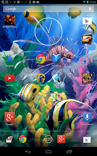 Screenshots do Aquário 3D para tablet e celular Android.