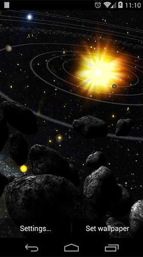 Screenshots do Cinturão de asteroides para tablet e celular Android.