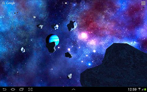 Kostenloses Android-Live Wallpaper Asteroiden 3D. Vollversion der Android-apk-App Asteroids 3D für Tablets und Telefone.