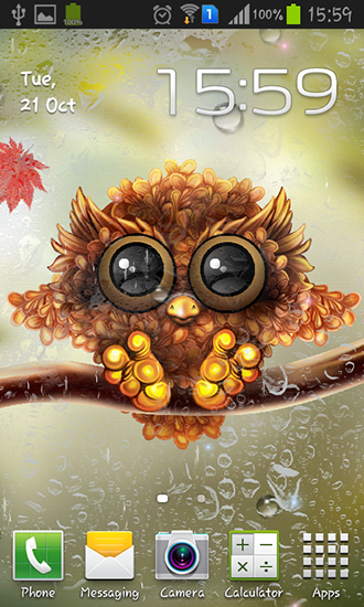 Autumn little owl für Android spielen. Live Wallpaper Herbstliche kleine Eule kostenloser Download.