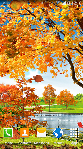 Papeis de parede animados Lagoa de outono para Android. Papeis de parede animados Autumn pond para download gratuito.