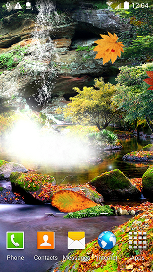 Autumn waterfall 3D - безкоштовно скачати живі шпалери на Андроїд телефон або планшет.