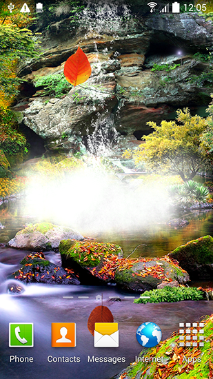 Autumn waterfall 3D für Android spielen. Live Wallpaper Herbstlicher Wasserfall 3D kostenloser Download.