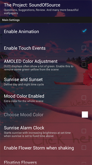Écrans de Beach pour tablette et téléphone Android.