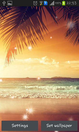 Beach sunset für Android spielen. Live Wallpaper Sonnenuntergang am Strand kostenloser Download.