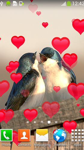 Papeis de parede animados Pássaros apaixonados para Android. Papeis de parede animados Birds in love para download gratuito.