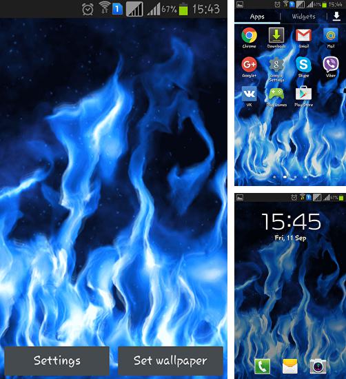 Дополнительно к живым обоям на Андроид телефоны и планшеты Мотоциклетный дрифт, вы можете также бесплатно скачать заставку Blue flame.