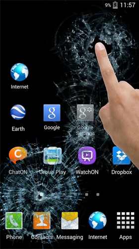 Скриншот Broken glass by Cosmic Mobile. Скачать живые обои на Андроид планшеты и телефоны.