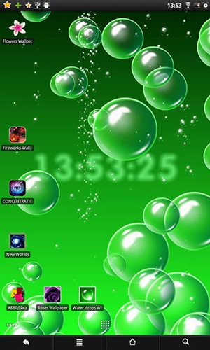 Papeis de parede animados Bolhas e relógio para Android. Papeis de parede animados Bubbles & clock para download gratuito.