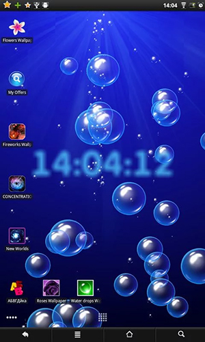 Bubbles & clock - скриншоты живых обоев для Android.